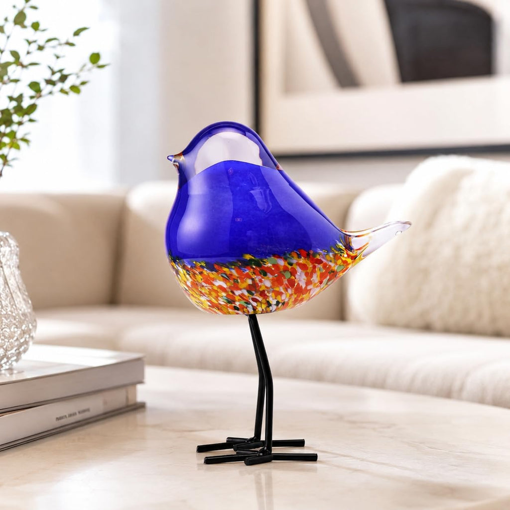 Glass Bird Figurine Ironleg Hand Blown Art Home Decor Gift