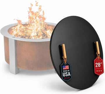 28" Round Fire Pit Lid - Powder Coated Fire Pit Cover Round