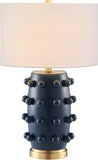 25.5'' Modern 1-Light Ceramic Table Lamp with Spherical Orbs on Lamp Body with White Fabric Drum Shade, or Office