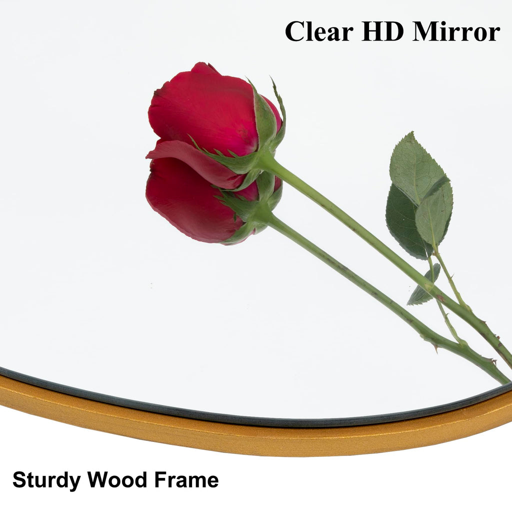 Irregular Asymmetrical Wall Mirror, 28x20 Inch Gold Bathroom Mirror