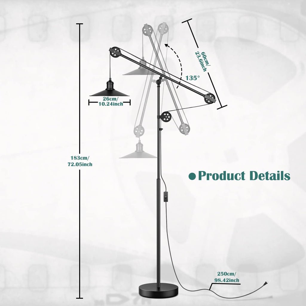 Adjustable Industrial Floor Lamps, Rustic Reading Lamp
