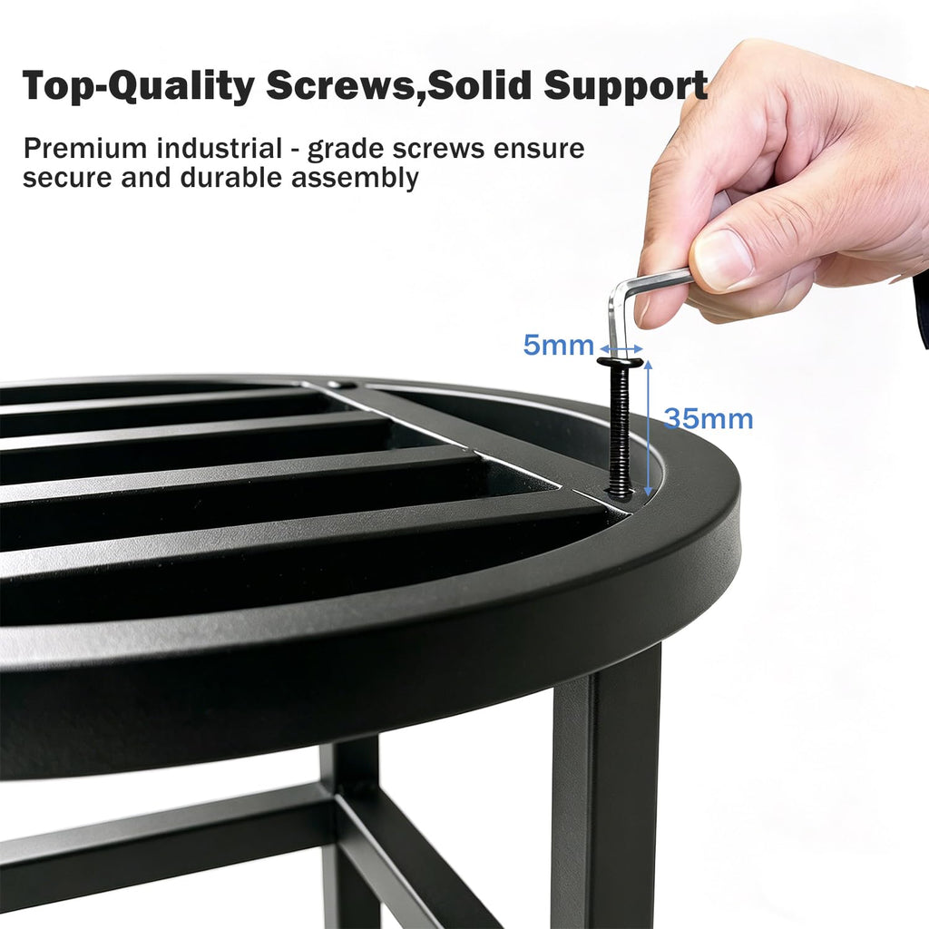 Plant Stand Indoor Outdoor, 13" Round Metal Plant Stands Riser, Heavy Duty Wrought Iron Pedestal Holders for Large