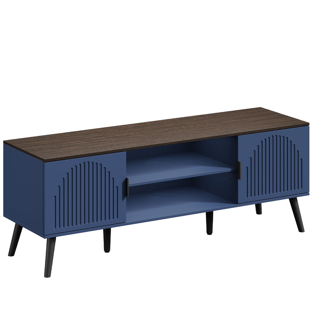 TV Stand with Open Shelves for 55/60 Inch TVs, Mid Century