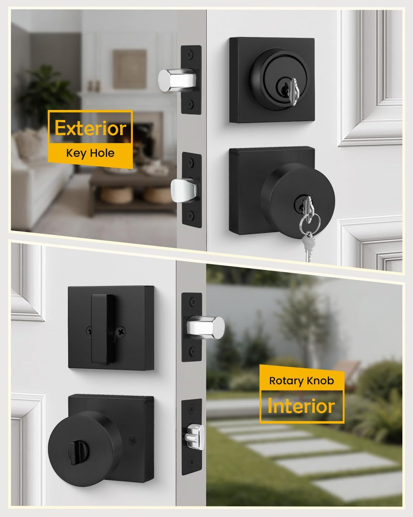 Keyed Alike Black Exterior Door Lock Set with Deadbolt 1 Pack