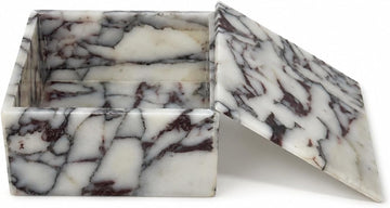 Natural Marble Square Jewelry Box with Lid, 5.91
