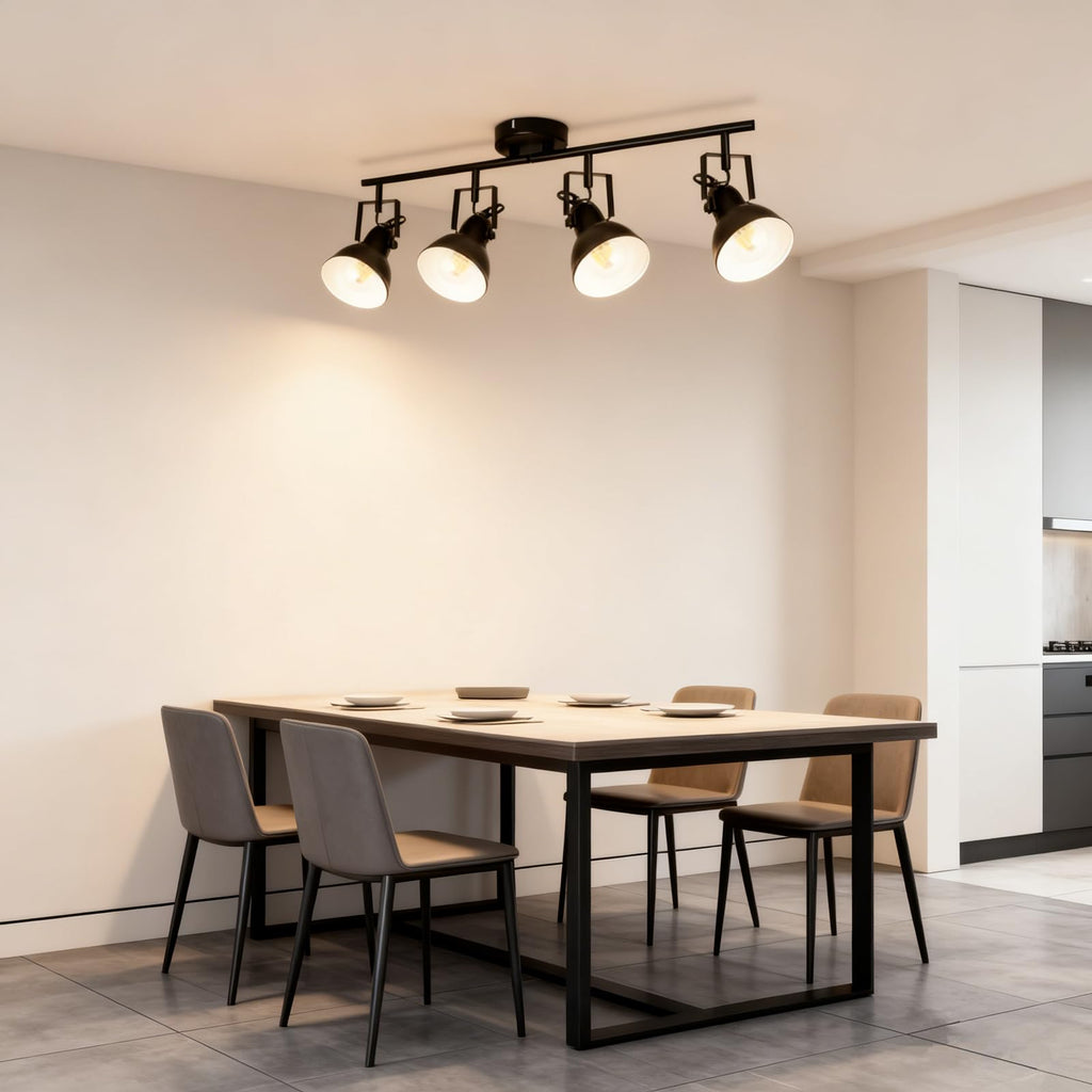 Track Lighting Fixtures Ceiling Black, Adjustable 4-Light Spotlight