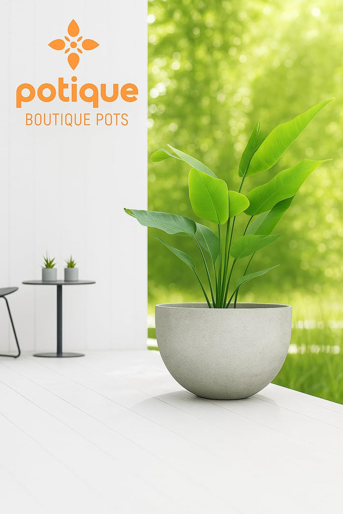Large Resin Planter Pot for Trees Big Flower - Lightweight Round Plant Pot with Stone-Textured Finish