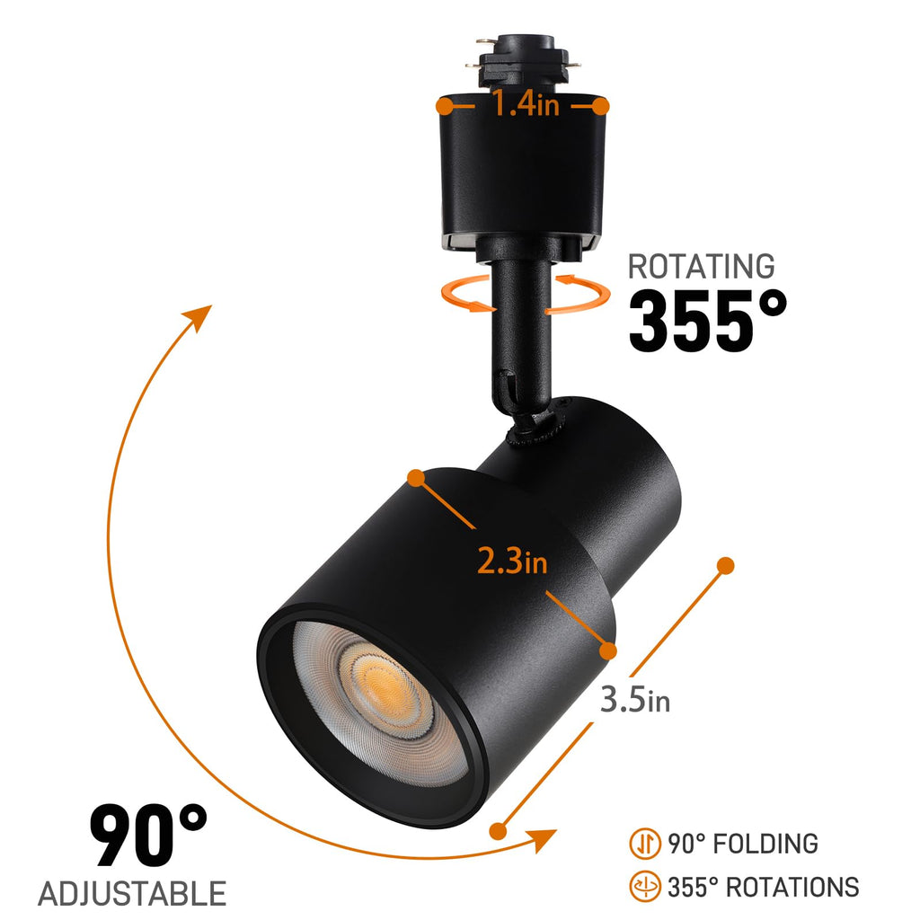 H Type Track Lighting Heads, 10W LED Track Light Heads Black 4 Pack