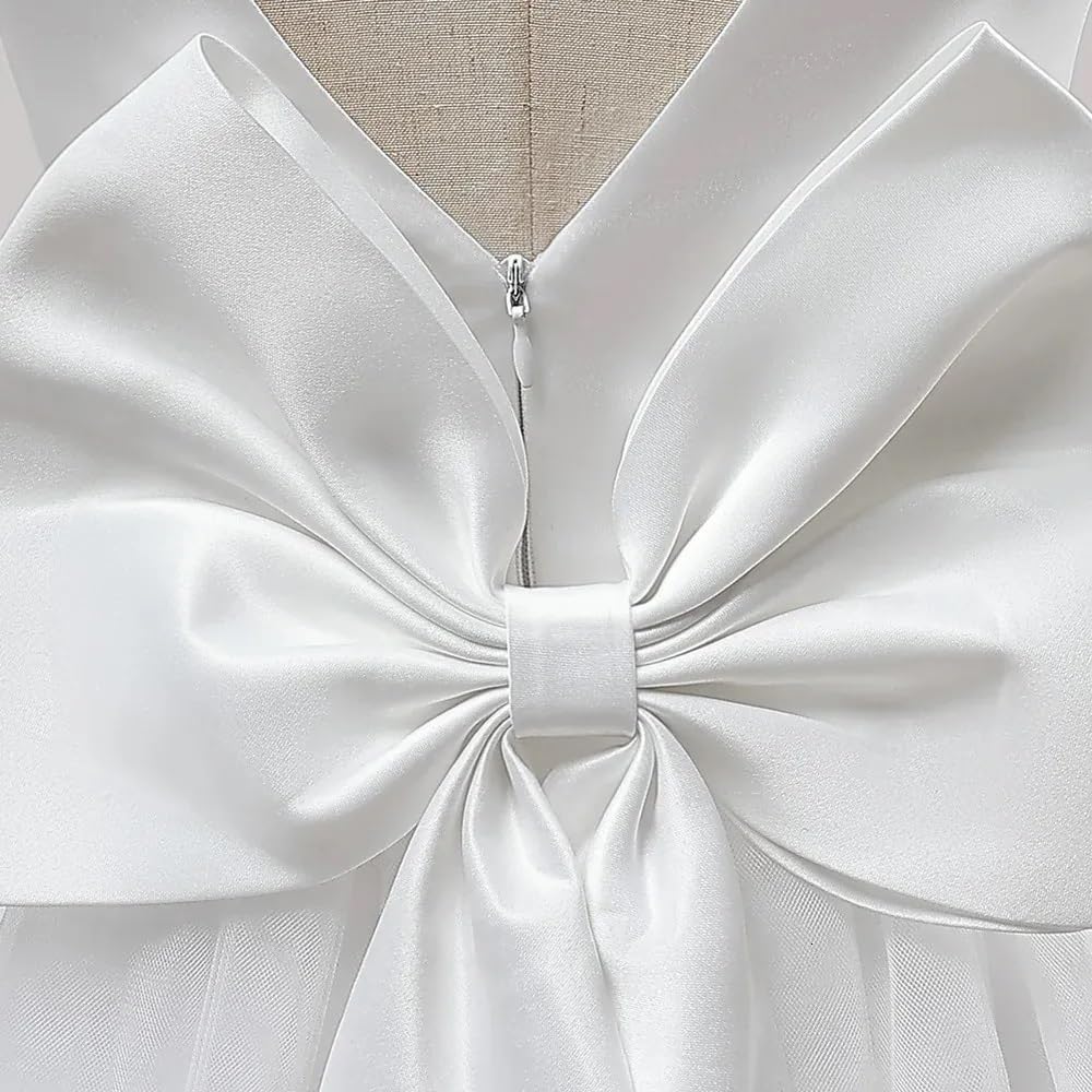 Flower Girl Dress Wedding Guest Ruffle Tulle Satin Party Birthday Princess Dresses Pageant Gown Kids Short