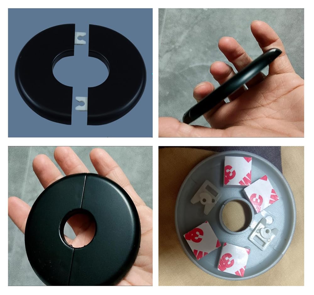 ABS Wall Split Flange Self-Adhesive Tape Round Escutcheon Plate Cover for Water Pipe, Faucet Decoration Accessories