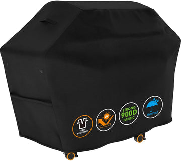 Grill Cover 65 x 30 x 46 inch, 900D Heavy Duty Gas BBQ Cover w/Side Fasteners Straps, Waterproof & Weather Resistant