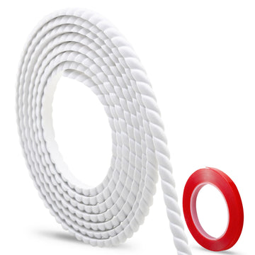 196.8" x 0.79" Peel and Stick Unfinished White Molding Trim with Twisted Rope Moulding, Flexible Decorative Strip