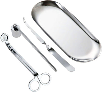4-in-1 Stainless Steel Candle Care Kit for Candle Lovers, Silver - Set of 4