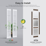 Bifold Barn Door 24x84 Inch (Double 12x84), Preassembled White Frosted Glass Cross Transparent Bifol