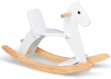 Wooden Rocking Horse Baby Ride On Toy for Toddlers Solid Wood Classic Design with Comfortable Pedal and Safe Backrest