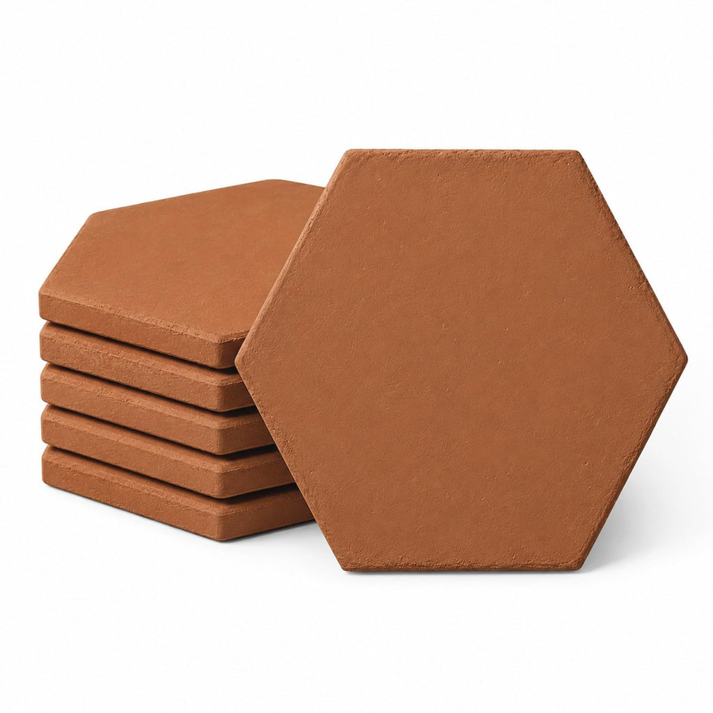 Lincoln Hexagon Saltillo Tile 8.5" x 7.5" | Unsealed Handmade Mexican Tile - (10, 8.5" x 7.5" Hexagon Saltillo)