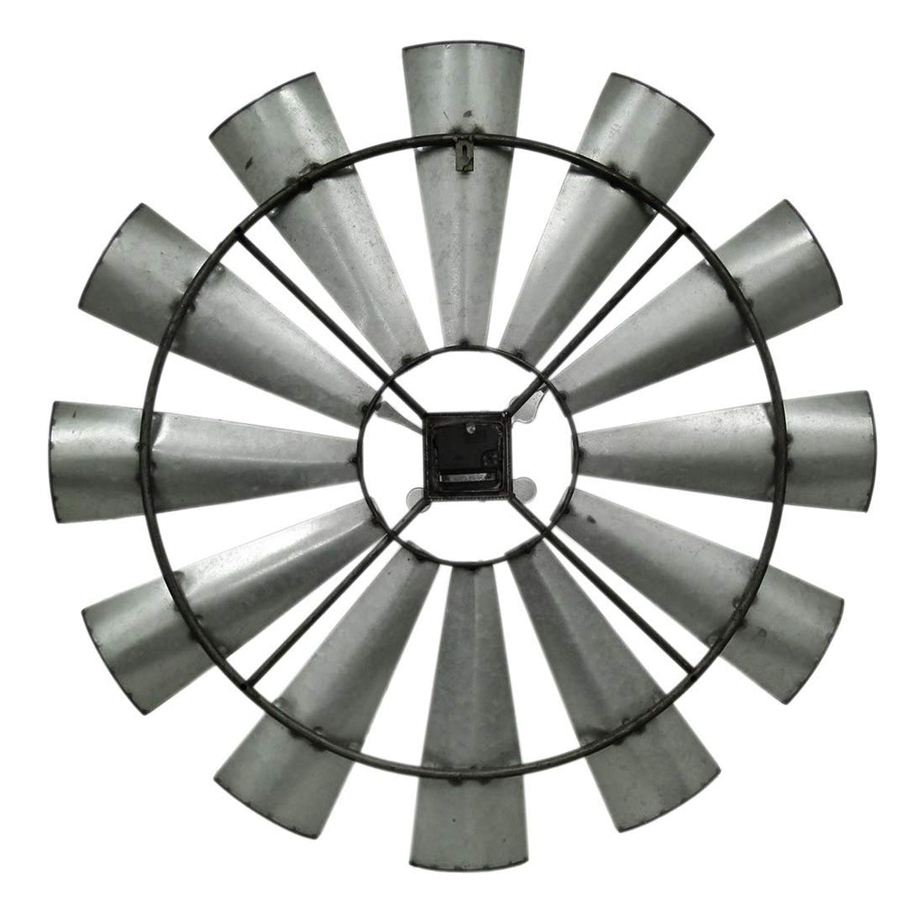 Distressed Grey Rustic 30 Inch Metal Windmill Wall Clock