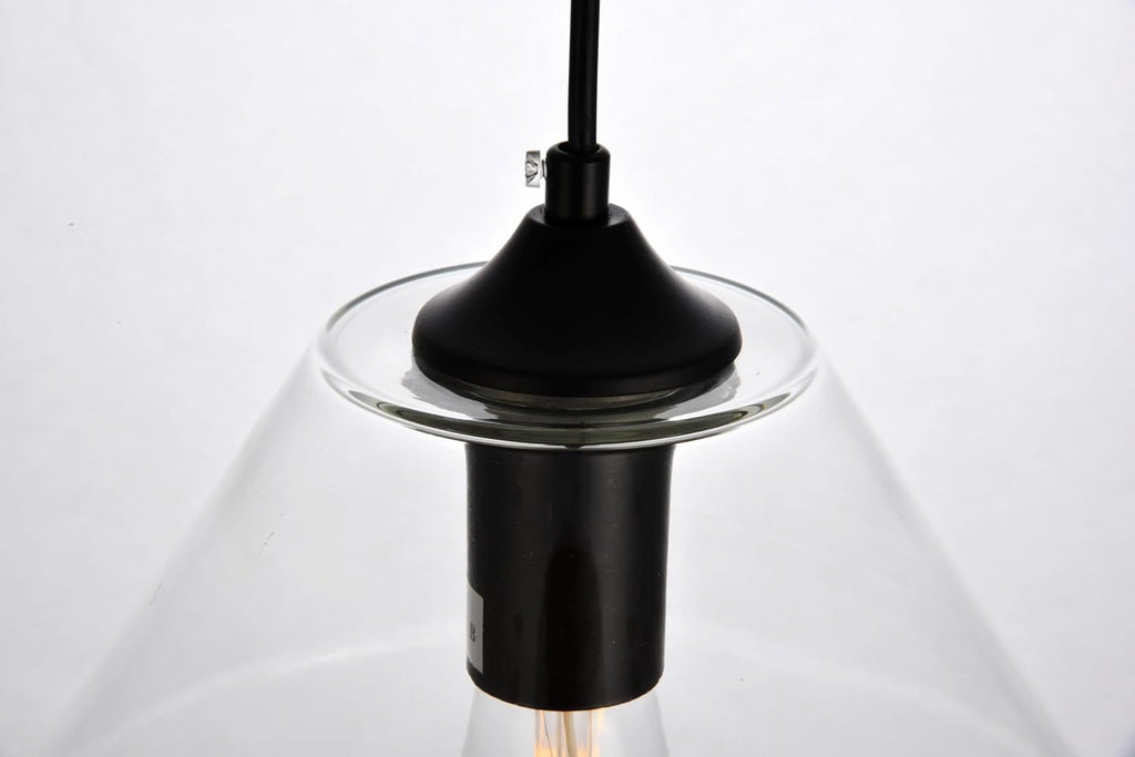 10" Pendant Light, Iron and Glass, Black