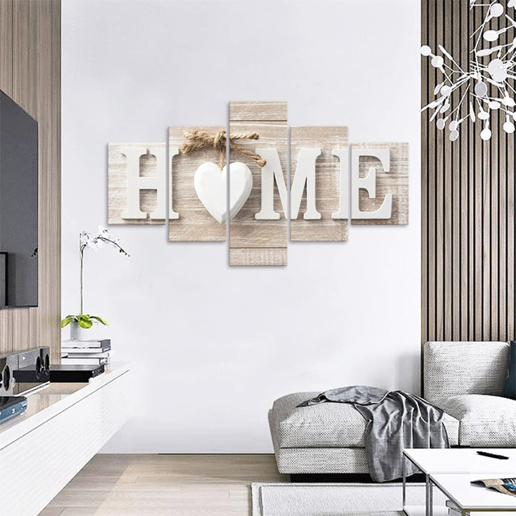 5 Pieces Canvas Prints Wall Art HOME Sign Pictures Modern Painting Artwork Print Oil Print Framed Hang Bedroom Living