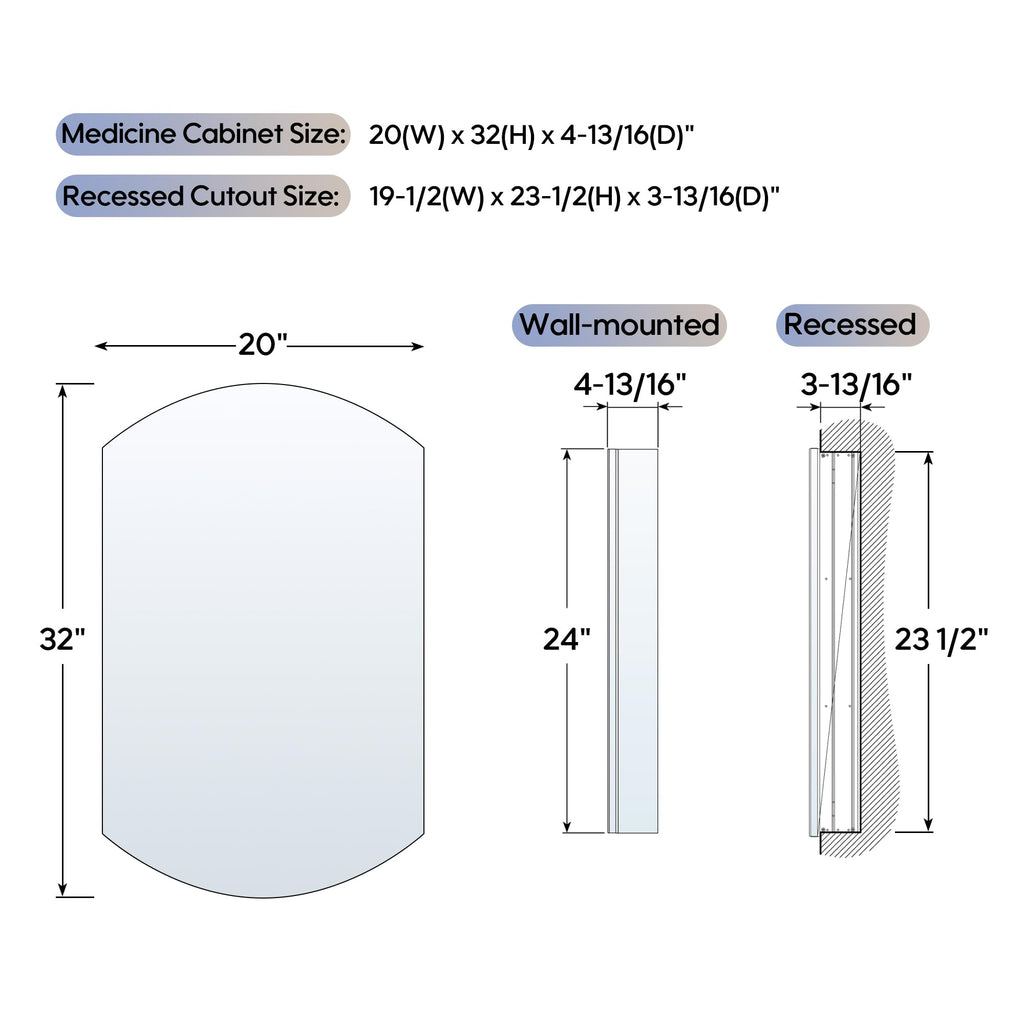 20" x 32" Bathroom Oval Medicine Cabinet, Beveled Edge Mirror Cabinet, Medicine Cabinet with Adjustable Shelves