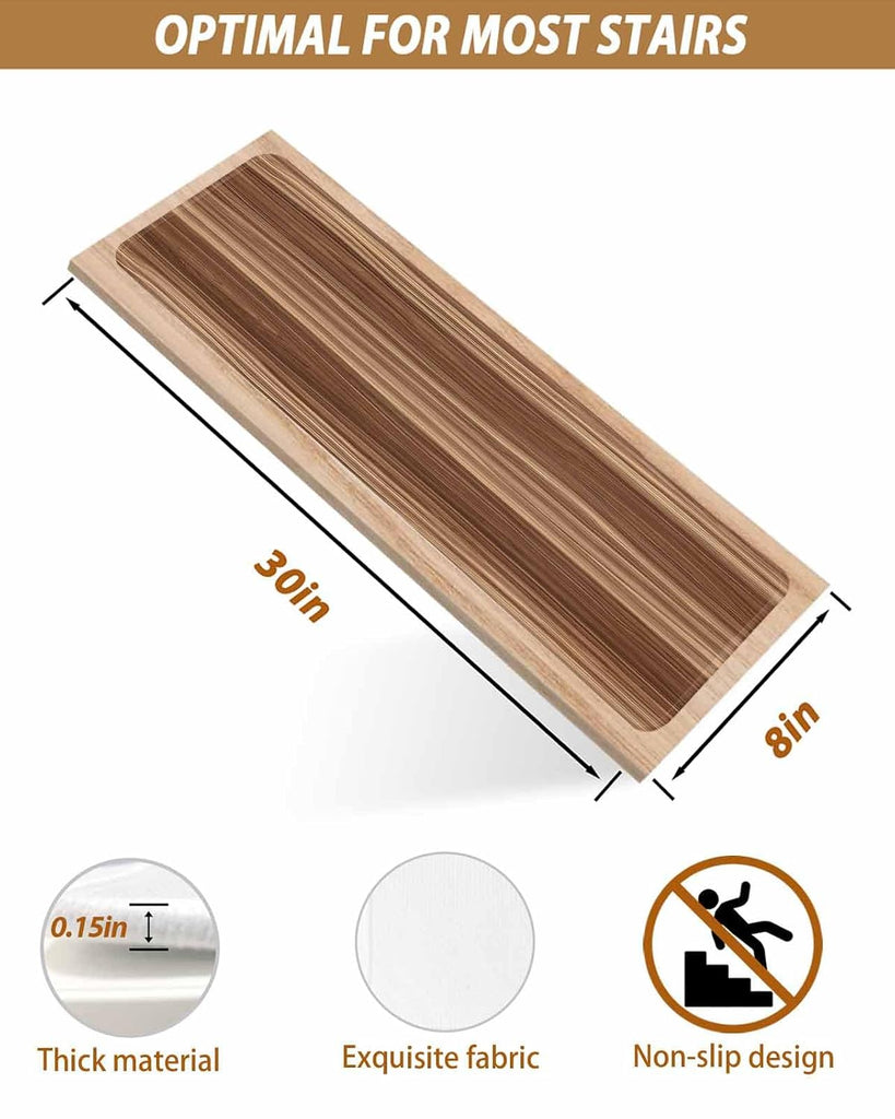 Retro Wood Grain Brown Stair Treads Country Rustic Barn Plank Texture Indoor Non Slip Peel and Stick Stair Treads for