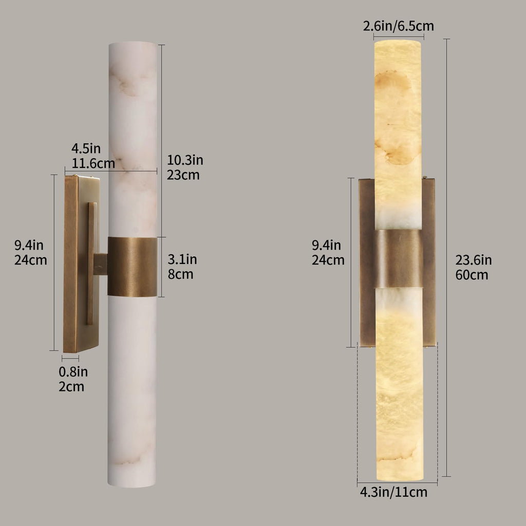 Natural Alabaster Wall Sconce, Brass Wall Sconce, Modern Bronze Marble Sconce, Rust Resistant Vintage Indoor Vanity