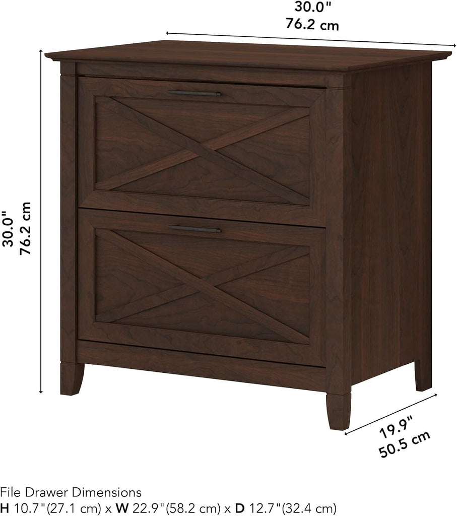 Key West 2 Drawer Lateral File Cabinet in Bing Cherry, Document Storage, Accent Chest with Drawers