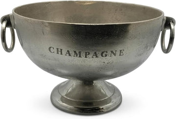 Elegant Large Champagne Ice Bucket on Stand | Nickel Plated Aluminum Wine Cooler with Side Handles, Vintage Style