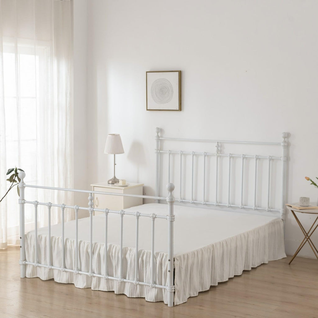 Bed Skirt - Ruffled Bed Skirt - with Split Corners - Ivory