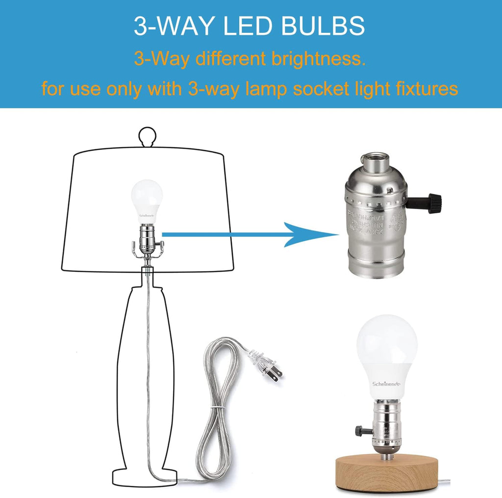 3-Way Led Light Bulbs 50 100 150 Watt Equiv, A21 E26 Bulb, 3000K, 4PK