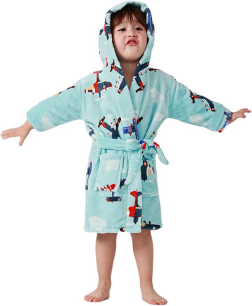 Unisex Boys Girls Bathrobes Toddler Hooded Robes Kids Sleepwear
