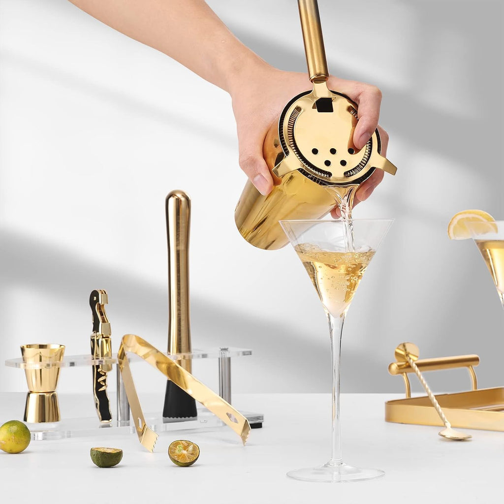 Cocktail Shaker Set with Arcylic Stand, Mixology Bartender Kit for Drink Mixing | Mixology Set with 7 Bar Set Tools - Set of 7