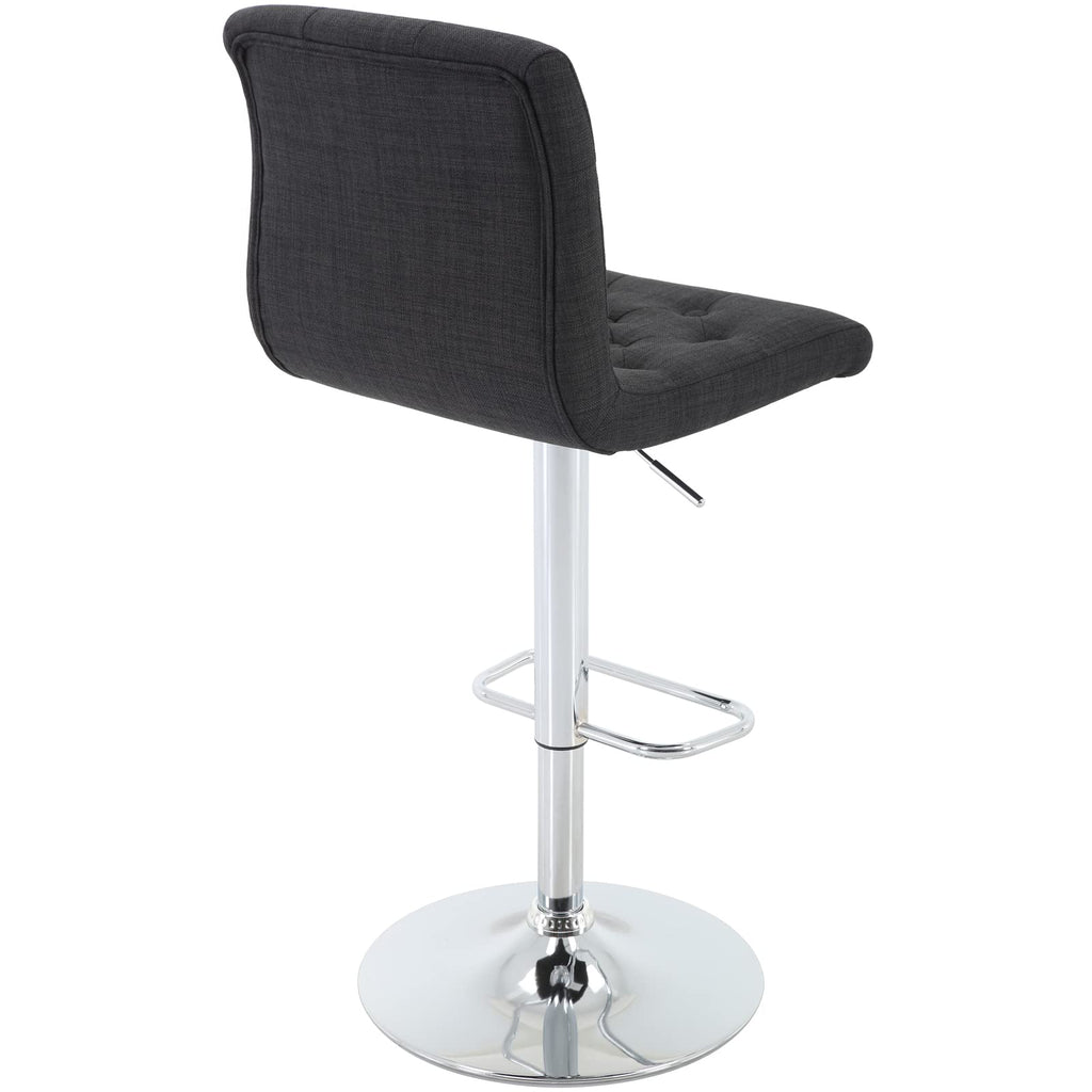 Tufted Fabric Bar Stools Set of 2 with Back, Charcoal Black