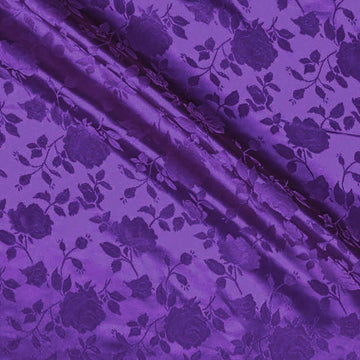 Rose Satin Brocade Fabric, 58 Inches Wide - Purple - Sold by The Yard