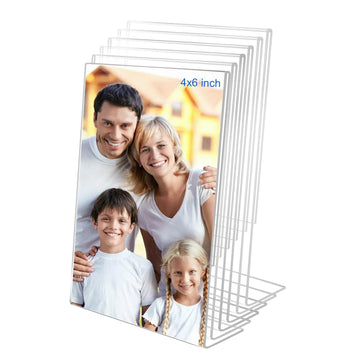 4x6 Acrylic Picture Frames, Set Of 6 Clear Acrylic Frameless Transparent Frame Gift for Desktop Display, Vertical