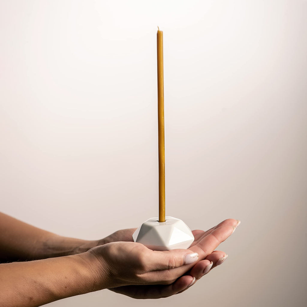 Set of 2 Taper Candle Holder - Handcrafted, Sturdy Ceramic Thin Candlesticks Holder - Ideal Luxury White Home Decor
