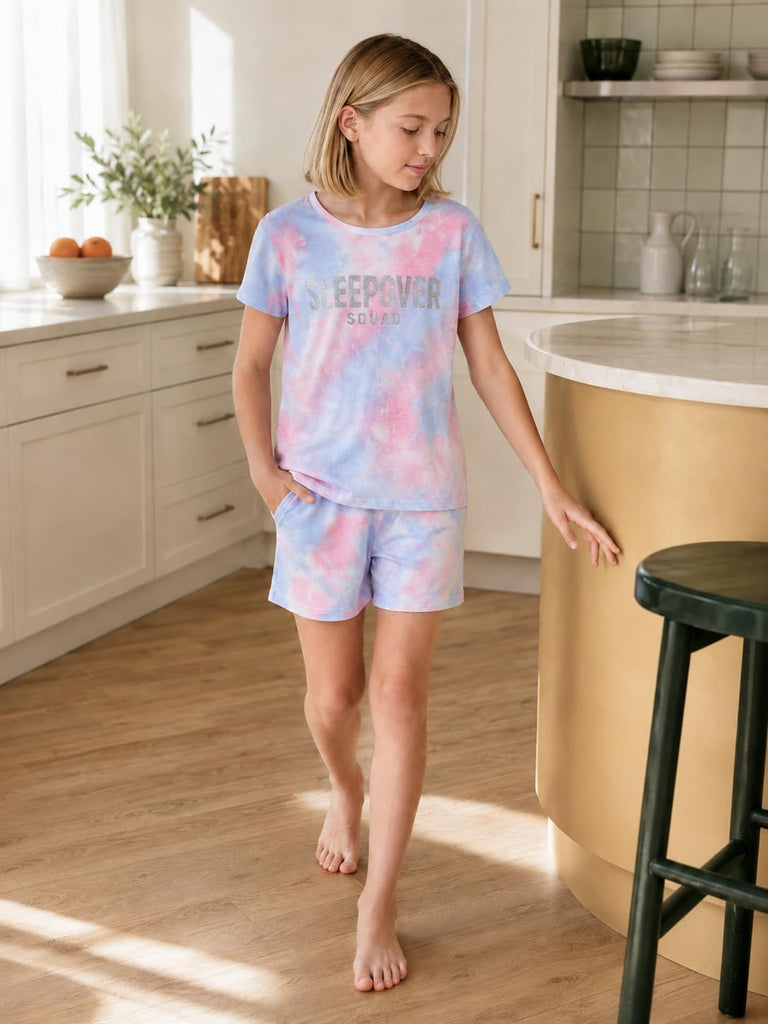 Girls' Tie Dye Pajamas, 100% Cotton Sleepover Theme