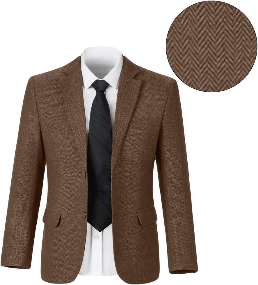 Retro Tweed Boys Jacket Suits Blazers Herringbone Slim Sport Coat Kids Boy