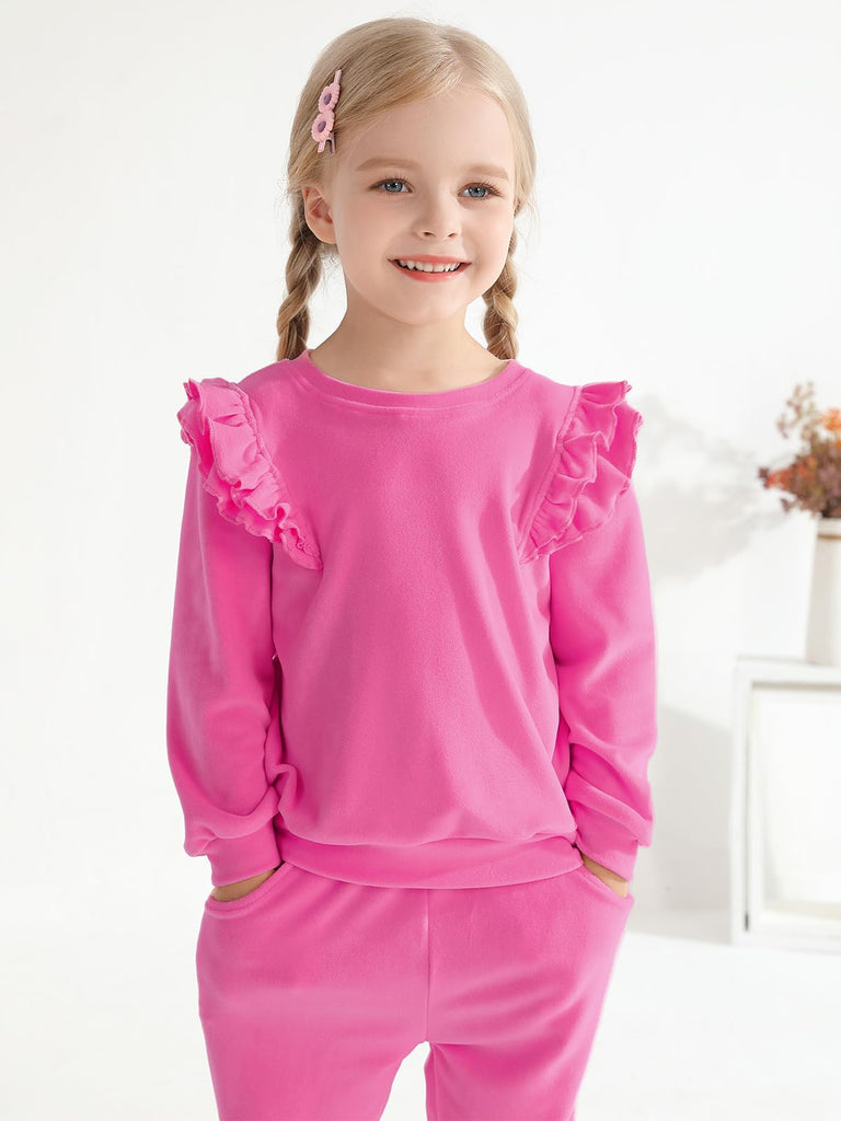 2 Piece Outfits Kids Velour Sweatsuit Fall Winter Tracksuits