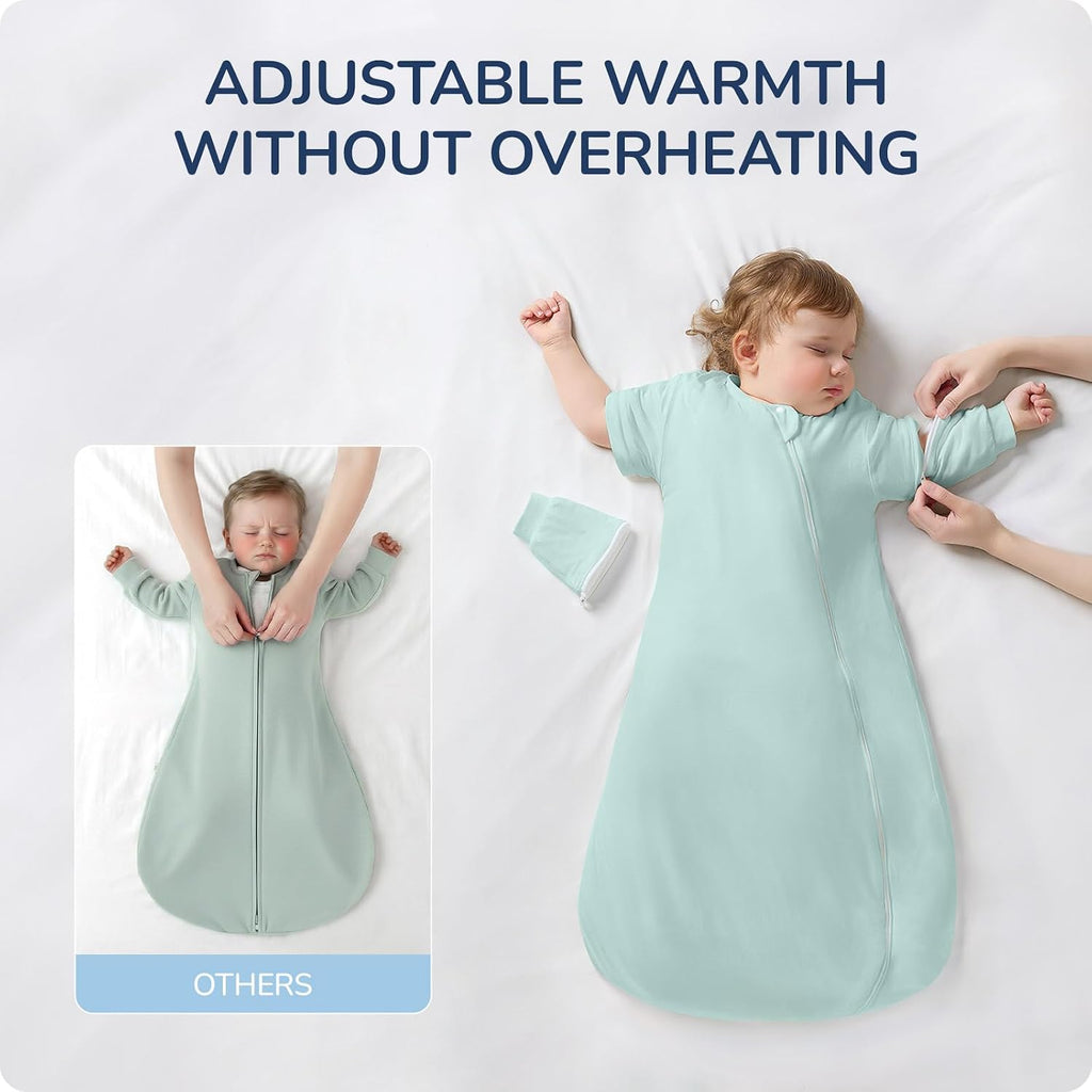 Rayon Made from Bamboo Sleep Sack, Detachable Sleeves - Adjustable Warmth to Prevent Overheating, 1.0 TOG