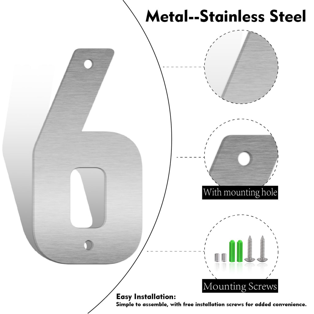 12 Inch Stainless Steel Metal Floating Door Numbers, Matte Black Metal Letters, Modern Metal House Numbers, Metal