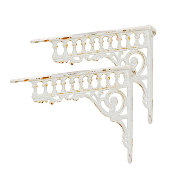 10.6 Inch Cast Iron Brackets for Shelves - 2 Pack Vintage White
