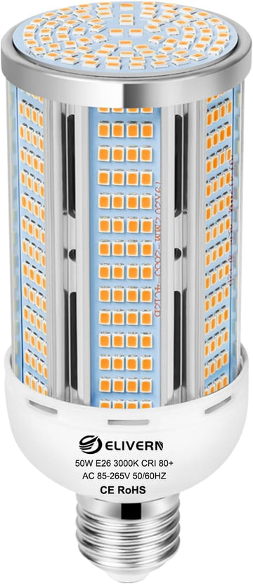 50W LED Corn Light Bulb 6000 Lumen Led Corn Bulb Super Bright 3000K Warm White E26/E27 Base LED Light Bulb Garage