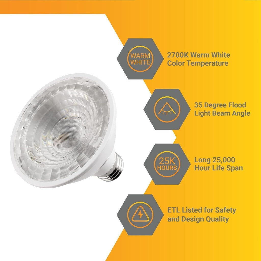 PAR30 LED Short Neck Flood Light Bulb 9W (75W Equivalent) 850 Lumen 2700K Warm White Dimmable E26 Medium Base Pack