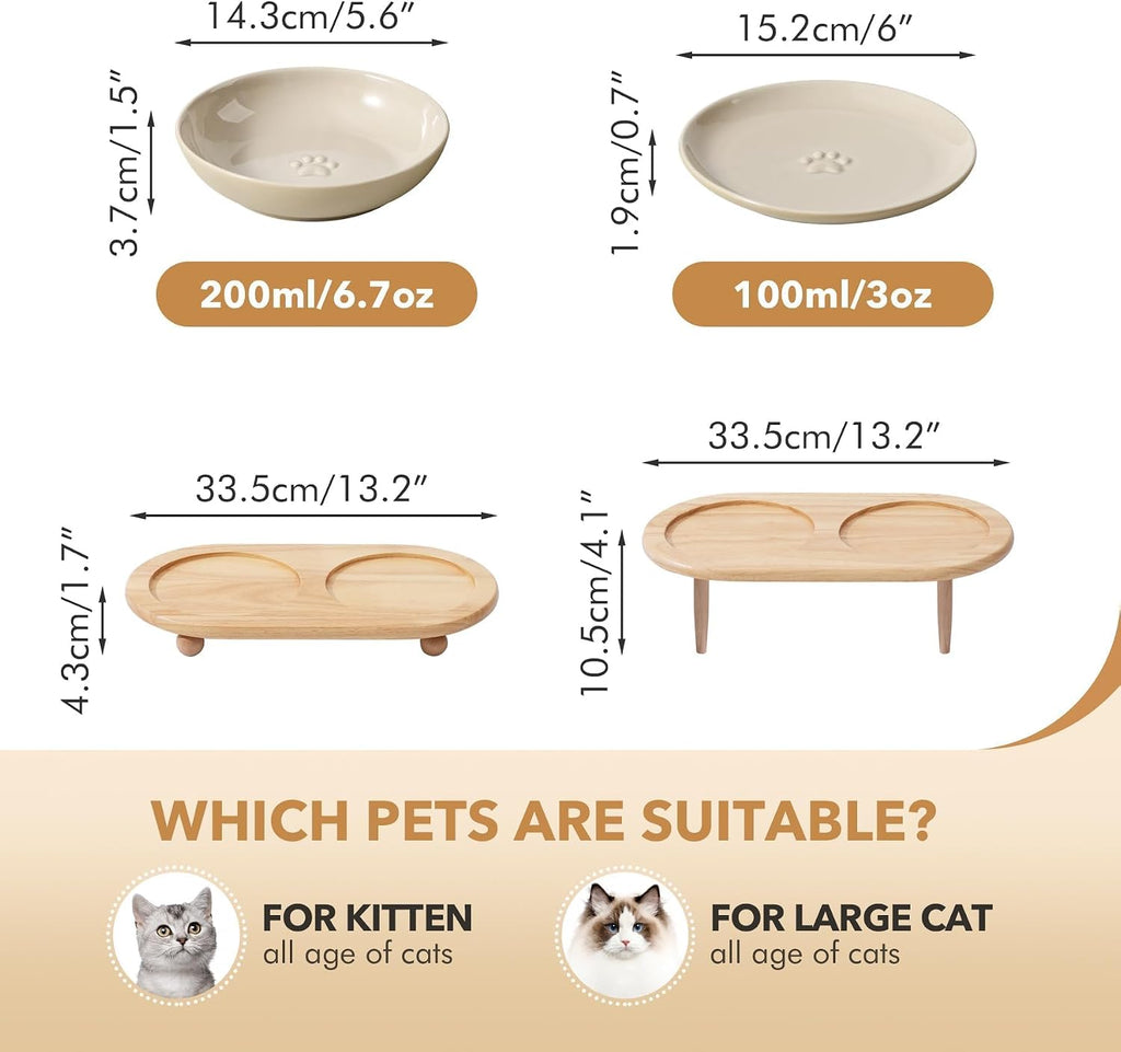 Elevated Cat Bowls, Cat Food and Water Bowl Set, Ceramic Cat Bowl