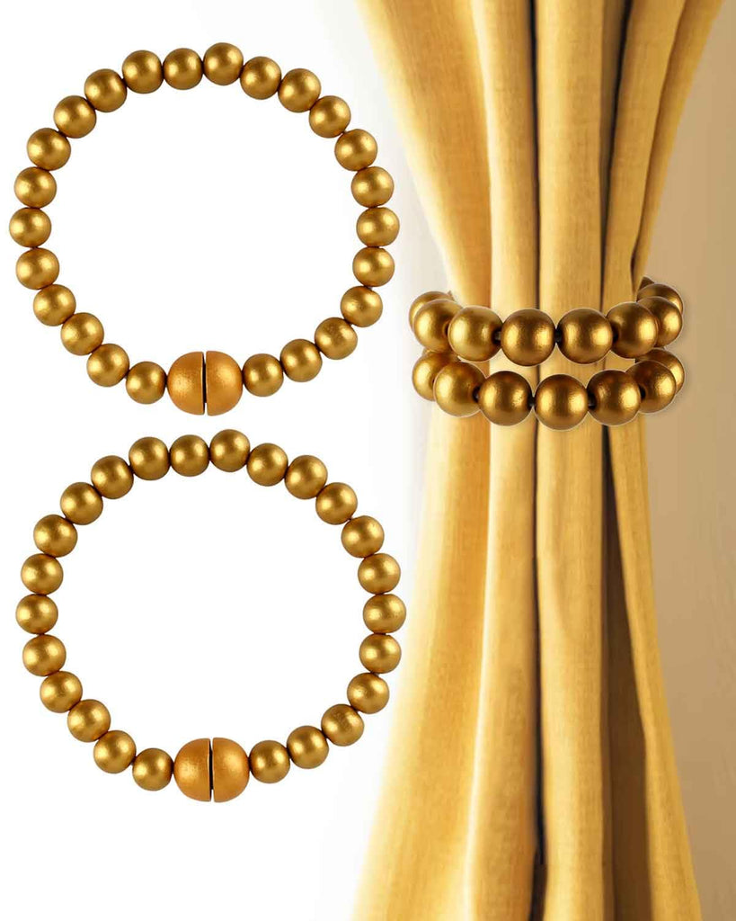 Magnetic Curtain Tiebacks: Boho Curtain Holdbacks Wooden Bead Drape Ties Farmhouse Curtain Ties Bedroom Office