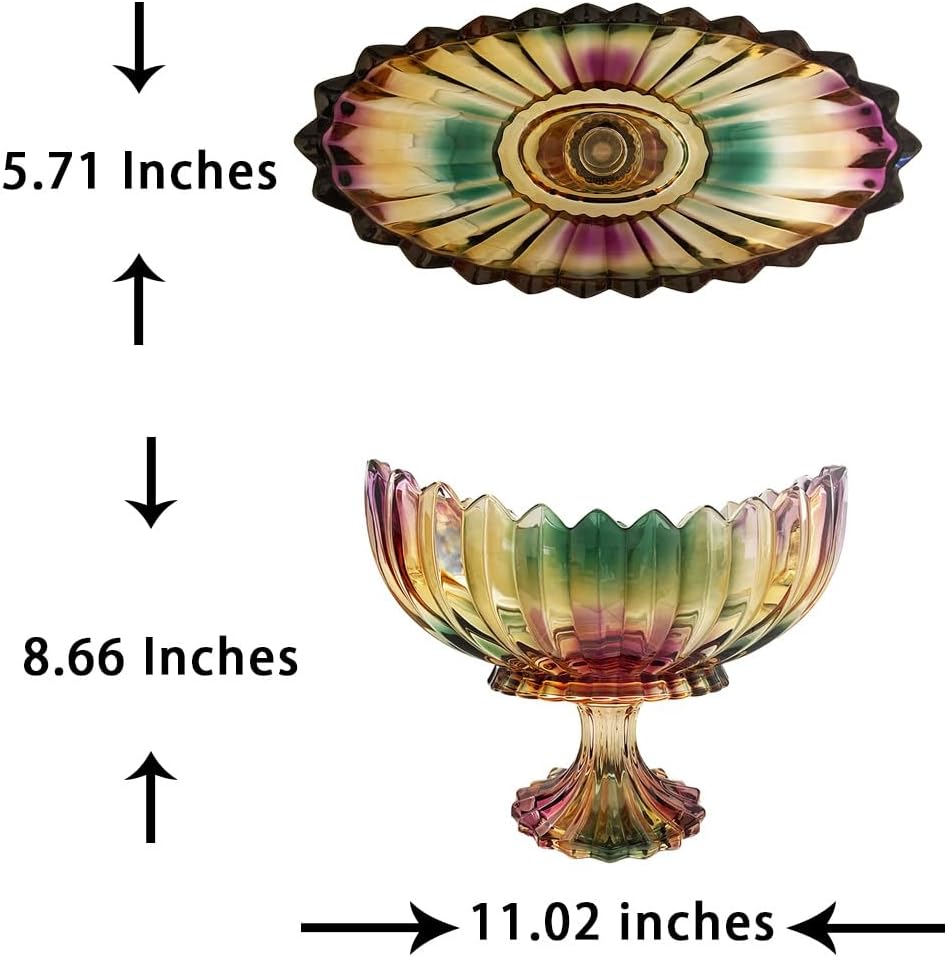 Crystal Glass Pedestal Footed Fruit Bowl Decorative Table Centerpiece | decorative bowls decor, footed table
