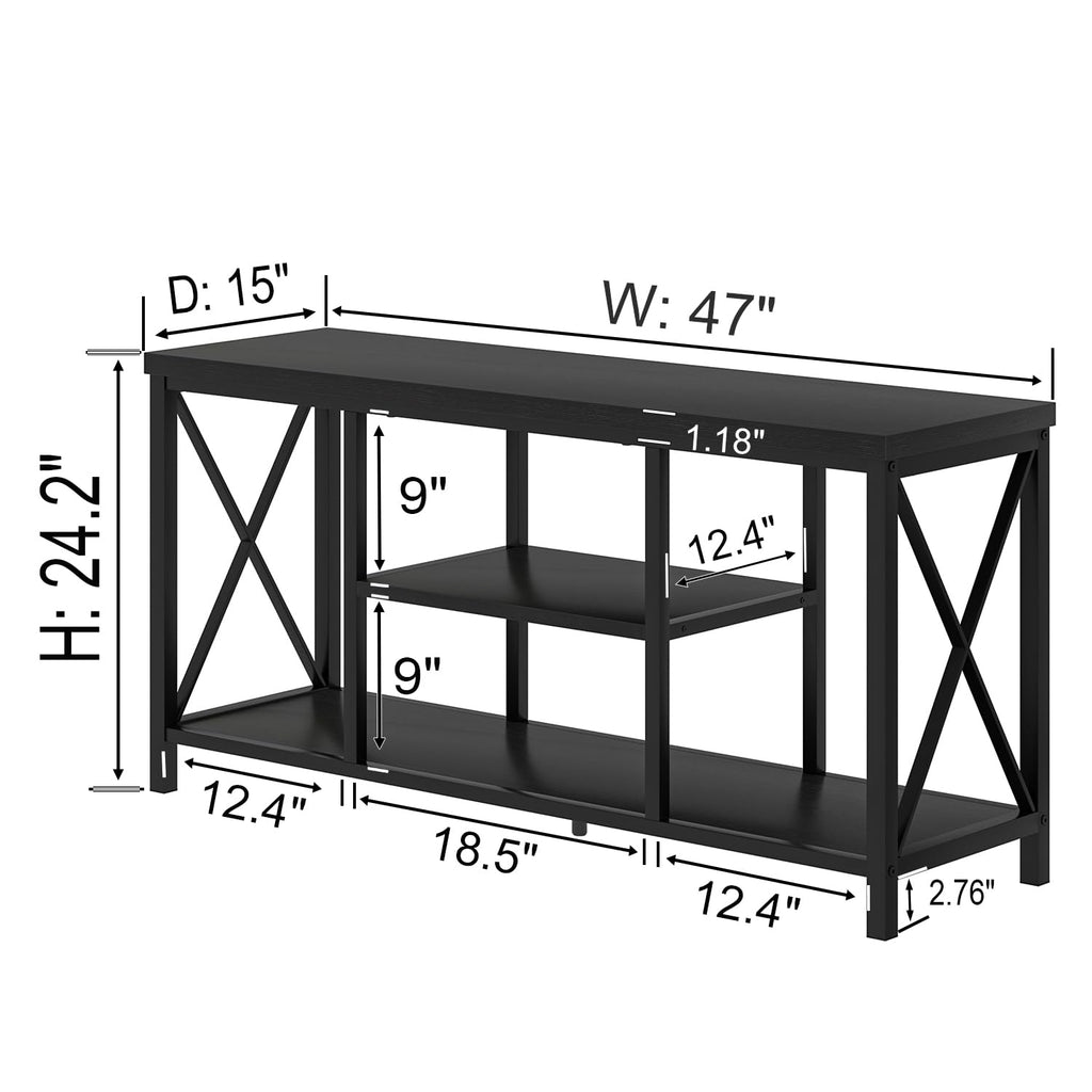 Modern Entertainment Center for TVs up to 55 Inch, Wood TV Stands with Storage Shelves, Industrial Media TV Console
