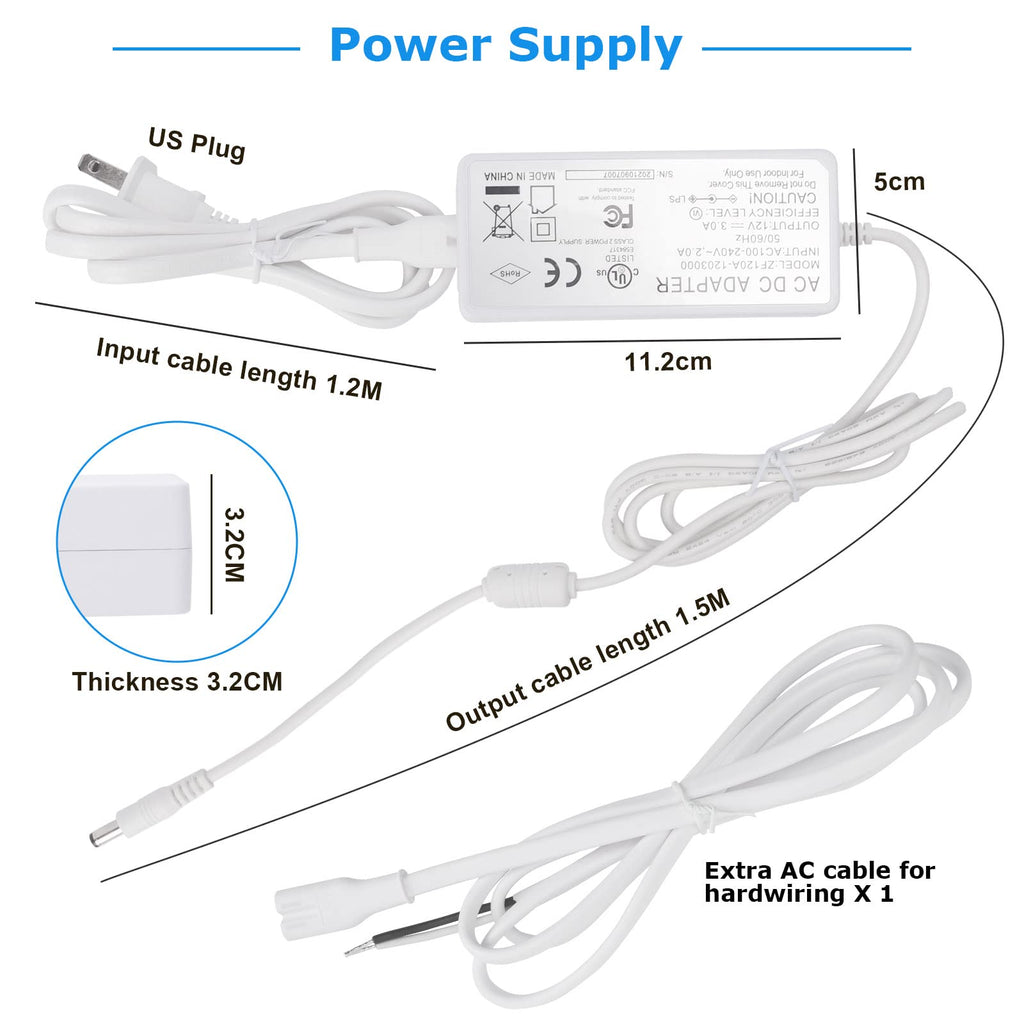 Kitchen Under Cabinet LED Lighting Kit, Super Bright, 6 PCS 12 Inches Light Bars, Plug-in or Hardwire Power Adapter