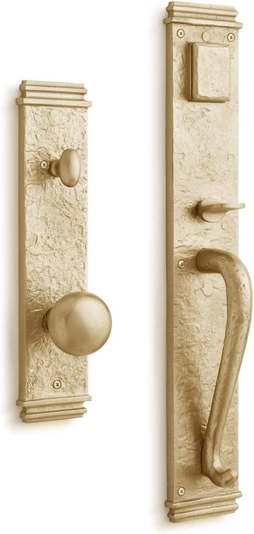 Griggs Solid Brass Full Plate Keyed Entry Single Cylinder Door Handleset with Interior Knob and 2-3/8" Backset